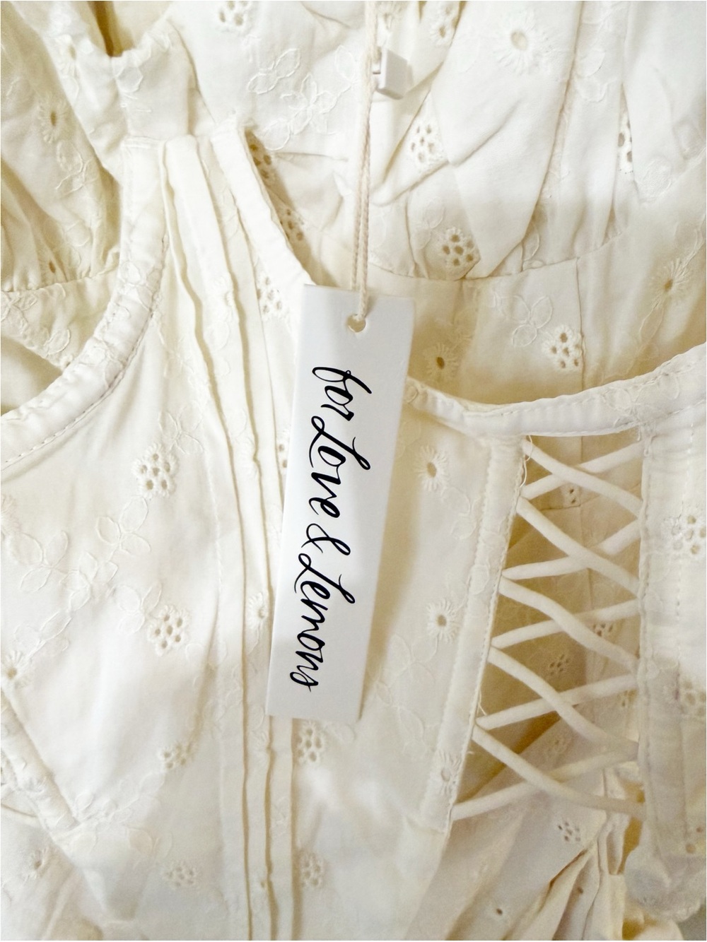 For Love & Lemons Morgan Corset Under Bust Puff Sleeve Mini Dress NEW Size large - Picture 9 of 10